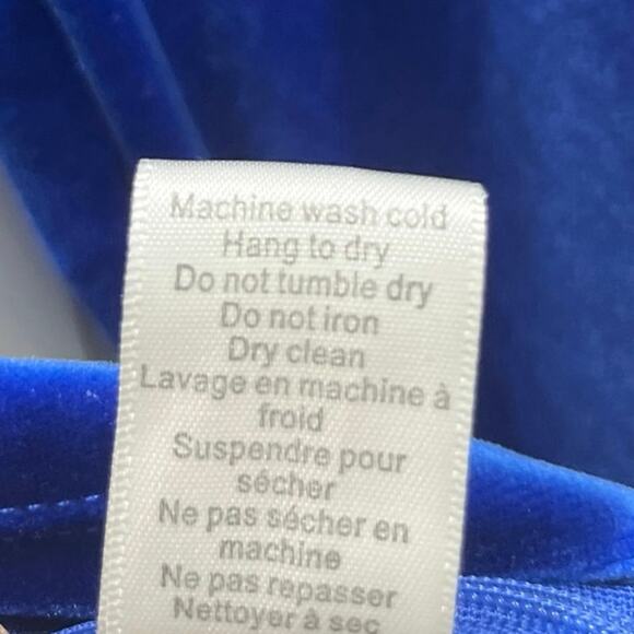 TORN BY RONNY KOBO Petra Long Sleeve Cut Out Electric Blue Velvet Crop Top Sz M - Picture 5 of 7